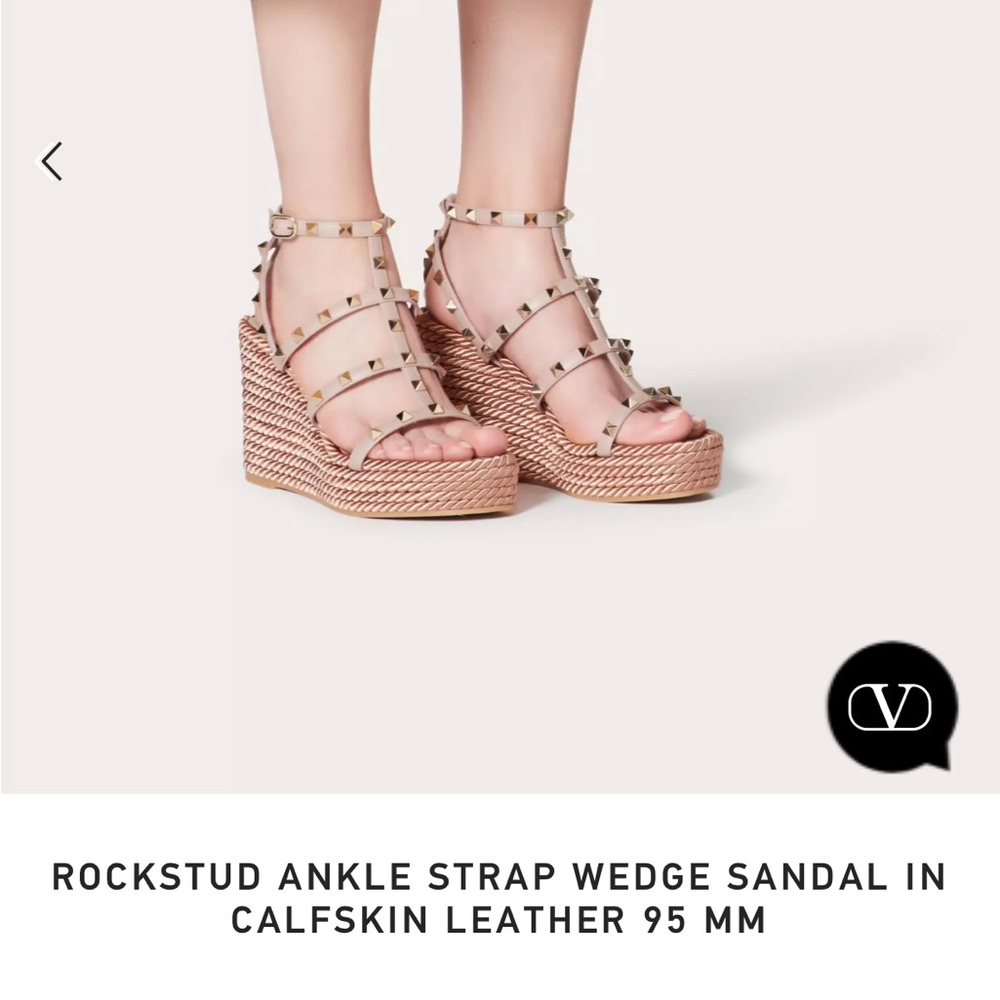 NEW Valentino Cream Rockstud Wedge Sandals